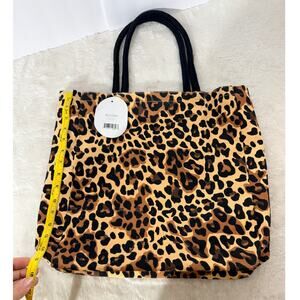Eccolo Leopard Print Reusable Tote Bag Recycled Cotton Inner Pocket NWT